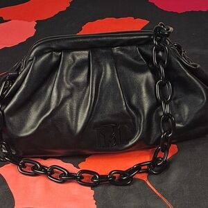 Badgley Mischka Black Dumpling Shoulder Bag Chunky Chain Strap Going Out